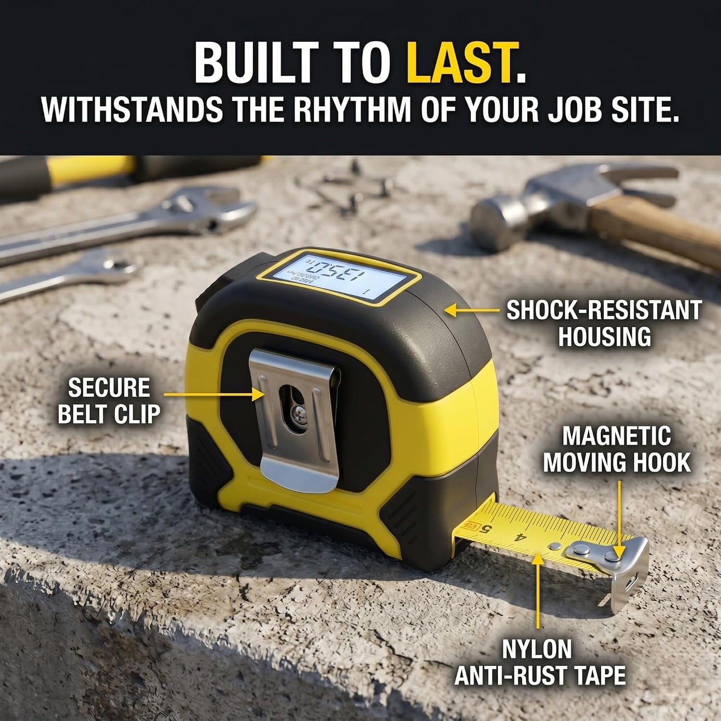 2-in-1 Laser Tape Measure - 130 Ft/40 m Digital Tape Measure & 16 Ft/5 m Measuring Tape Tool with Magnetic Hook, Pythagorean, Area, Volume, LCD Screen for Construction & Woodworker (M/in/Ft Unit)