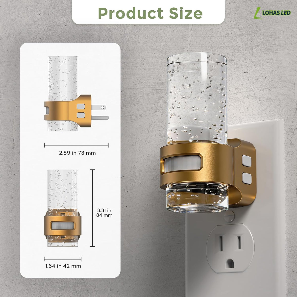 L LOHAS LED Motion Sensor Night Light, Bubble Night Lights Plug into Wall