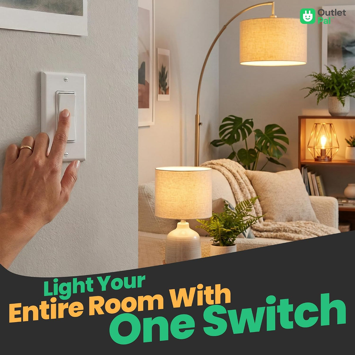 Change Which Outlet Your Wall Switch Controls | No App, No WiFi Required | Synchronized Outlet Plugs | Wirelessly Paired Smart Plugs