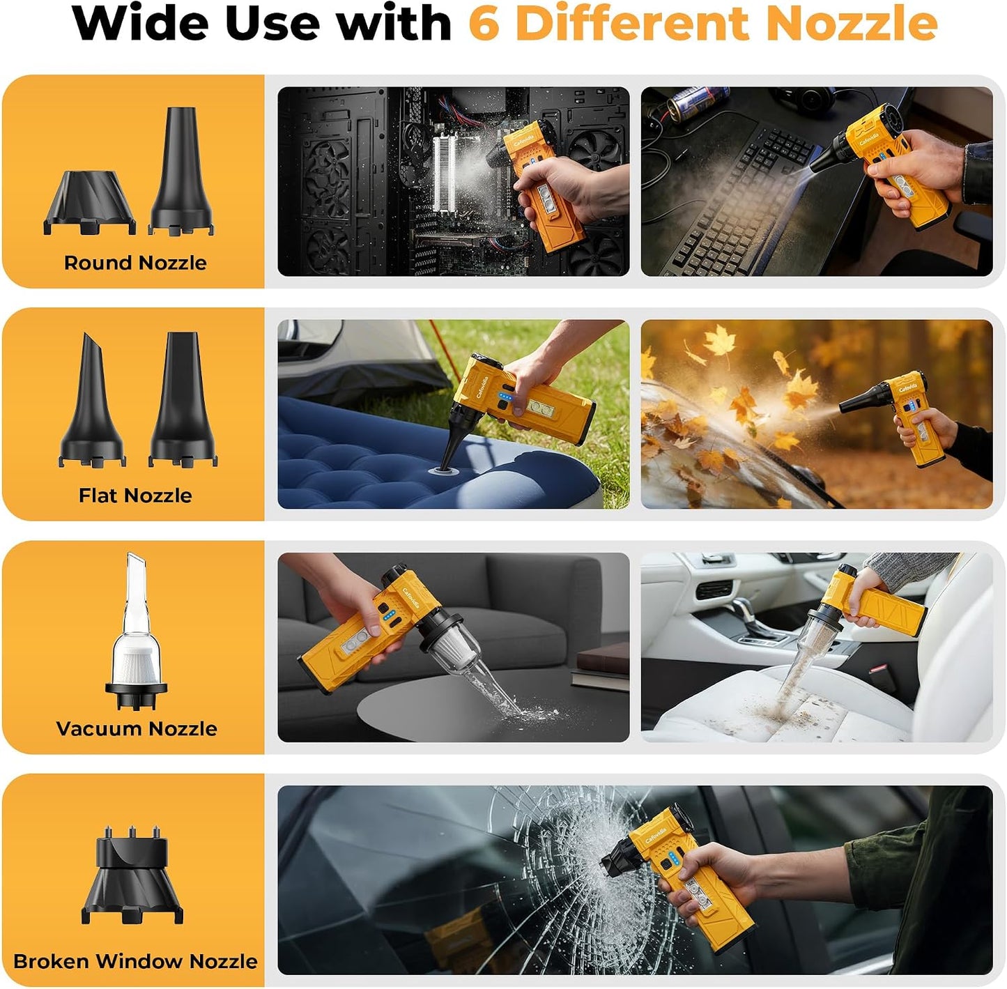 Electric Air Duster | 180000RPM Brushless Motor | 8000mAh Battery • Stepless Speed Control • 2-in-1 Air Blower • LED Light Car PC Home