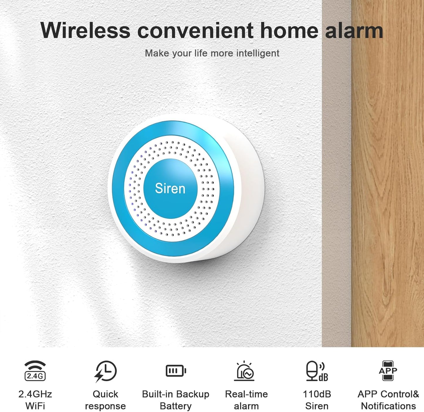 Home Security System with Smart Life or Tuya Instant App Alerts and Instant App Alerts,WiFi+4G Compatible with Alexa and Google DIY Alarm System Kit,Door/Window &amp; Motion Sensors,for Apartment
