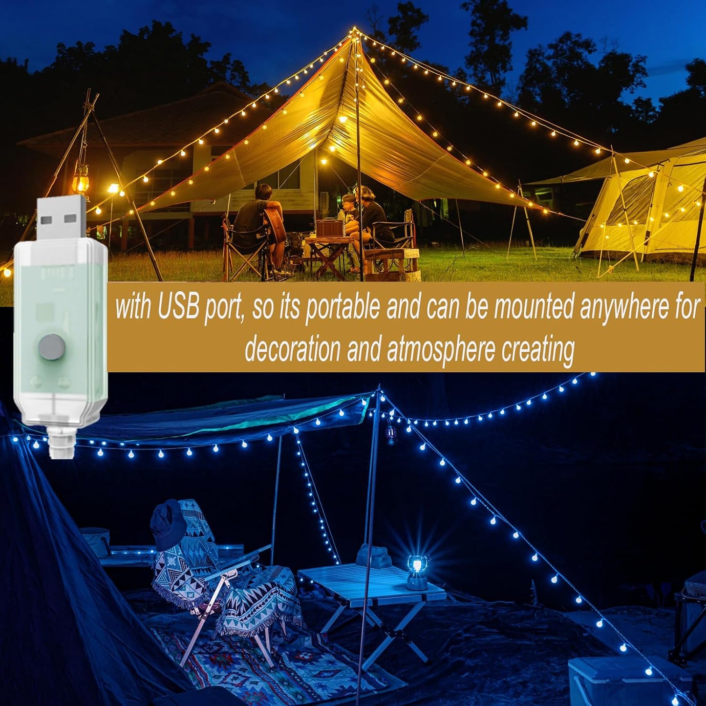 Mocalido 50ft Color Changing Globe String Lights Indoor, Hanging Colored Lights for Bedroom 75 LED USB Powered with Remote, Classroom Fairy Lights, Camping Tent Decor