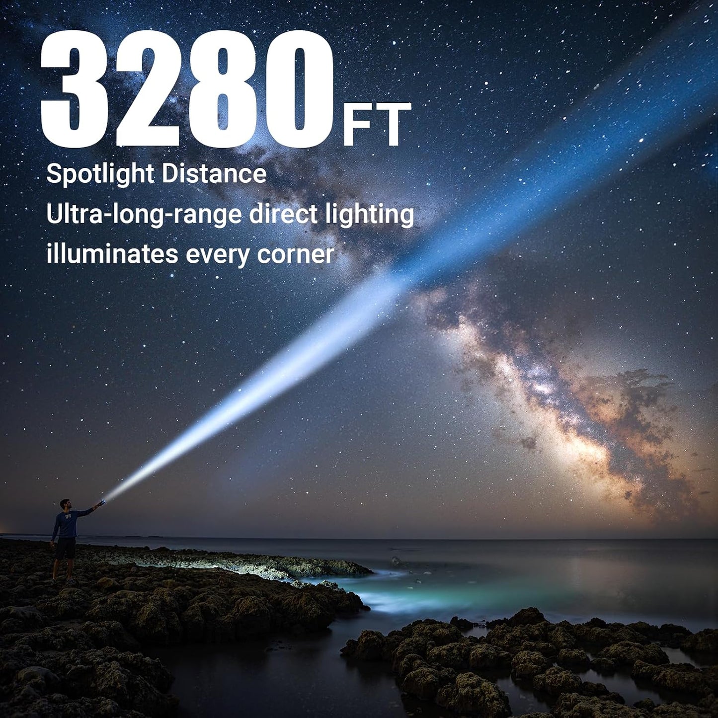 Rechargeable Flashlight 2 Pack, Super Bright Flashlights High Lumens 99000 | Fixed Foucs, 8 Lighting Modes IP65 Waterproof Flashlight for Camping Essential, Hunting, Emergency, Gifts for Men