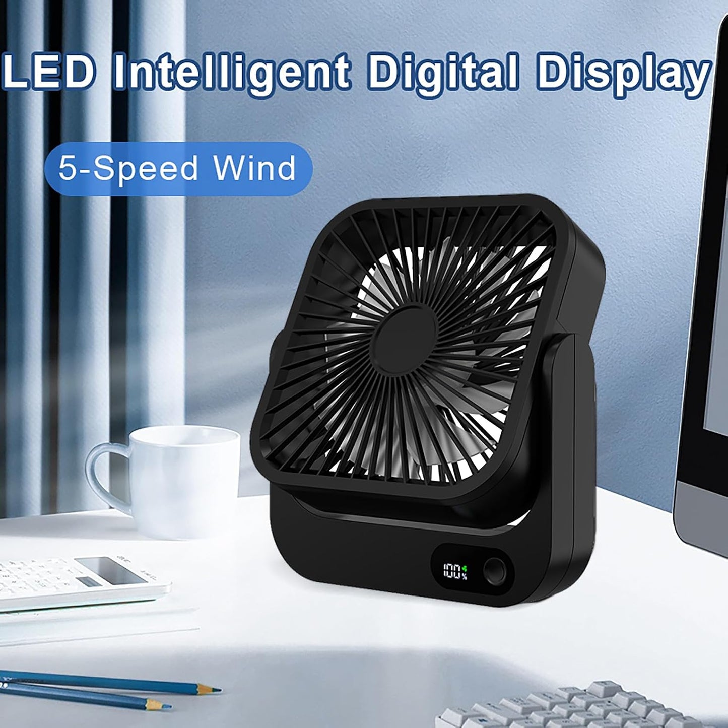 Magnetic Cruise Ship Approved Fan, 5000mAh Battery Operated Cruise Fan with 5 Speeds, Magnetically Sticks on Cabin Ceilings and Walls, Cruise Ship & Cruise Essentials 2026 - Black