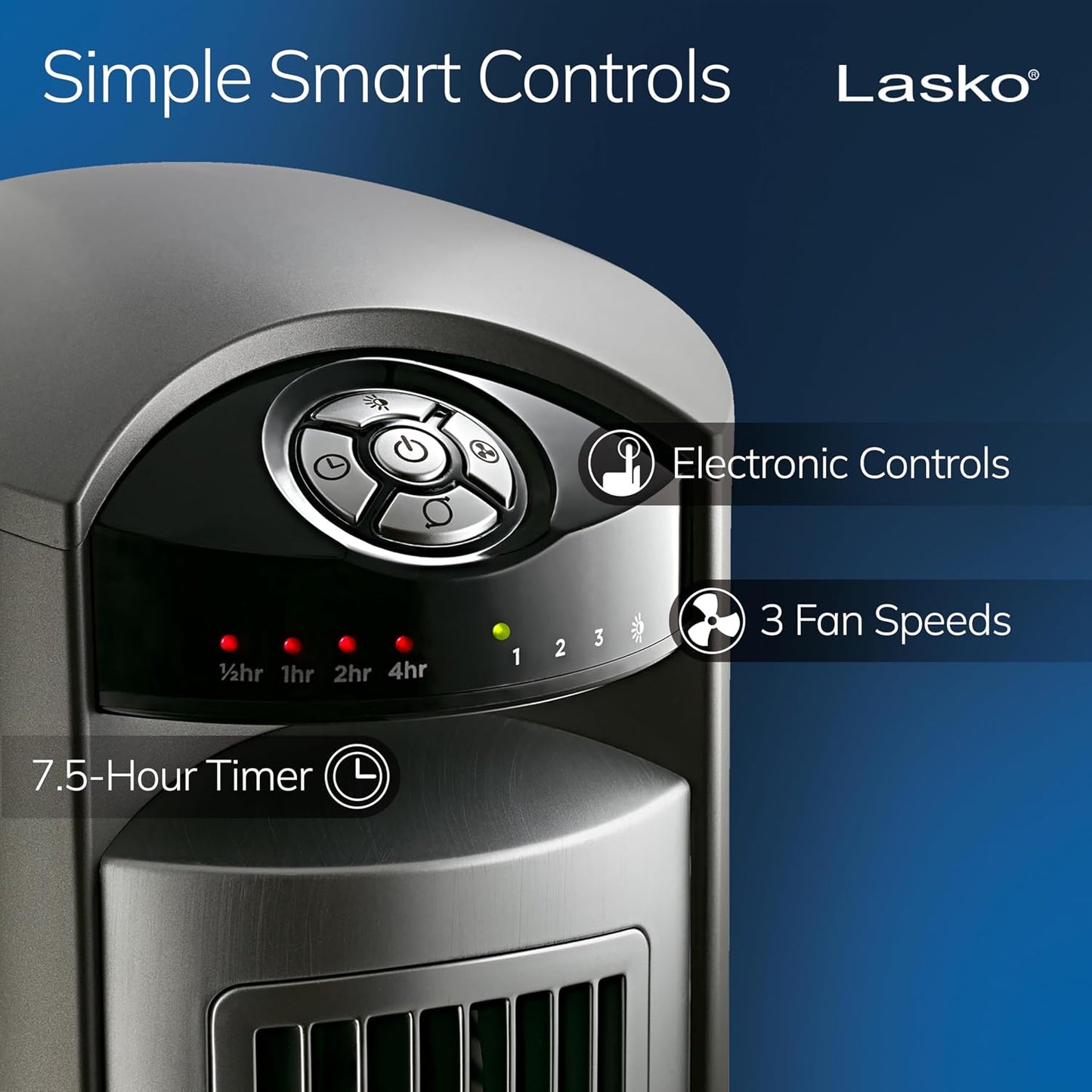 Lasko Oscillating Tower Fan with Remote - 42" - T42951 - Silver | Quiet Standing Fan for Bedroom, Office, and Home, 3 Speeds, Timer, Powerful Cooling Air, Nighttime setting, Space-Saving