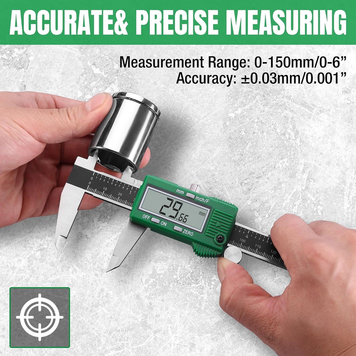 SK 6'' Digital Calipers, Vernier Caliper Measuring Tool, ±0.001" Accuracy | Electronic Calibrador with Large LCD Screen, Auto-Off Feature, Inch/Millimeter/Fraction Conversion