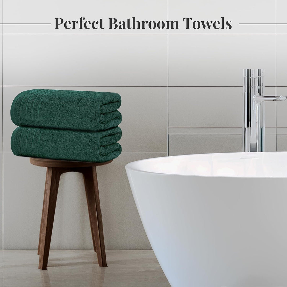 Tens Towels 4 Piece Extra Large Bath Towels 30 x 60 Inches, Hunter Green