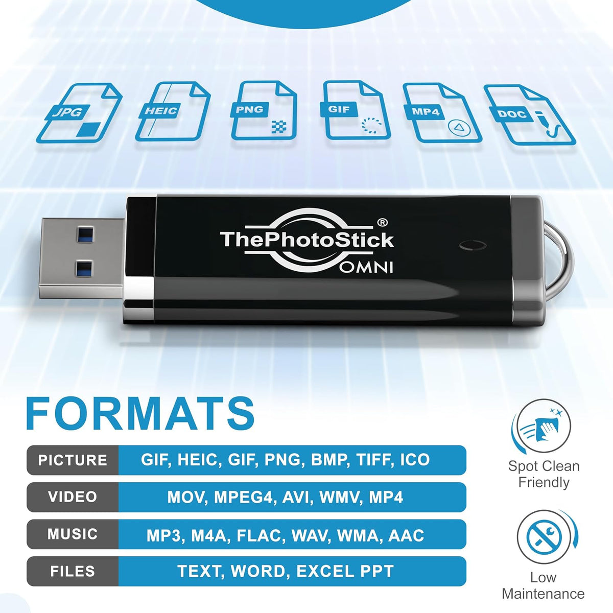 ThePhotoStick® Omni 128GB Photo Backup for iPhone, Android (2 Pack)