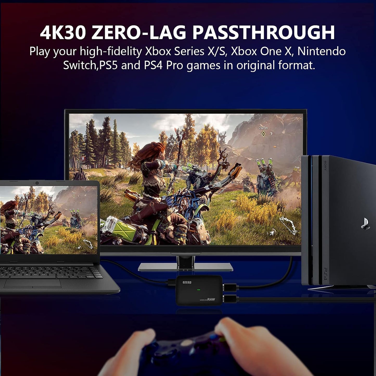 Y&H 4K Game Capture Card Live Streaming and Record in 4K30P or 1080P 120HZ,HDMI Zero-Lag Pass-Through USB3.0 Video Ultra-Low Latency for PS3, PS4, Xbox Series X/S, Xbox One, Nintendo Switch