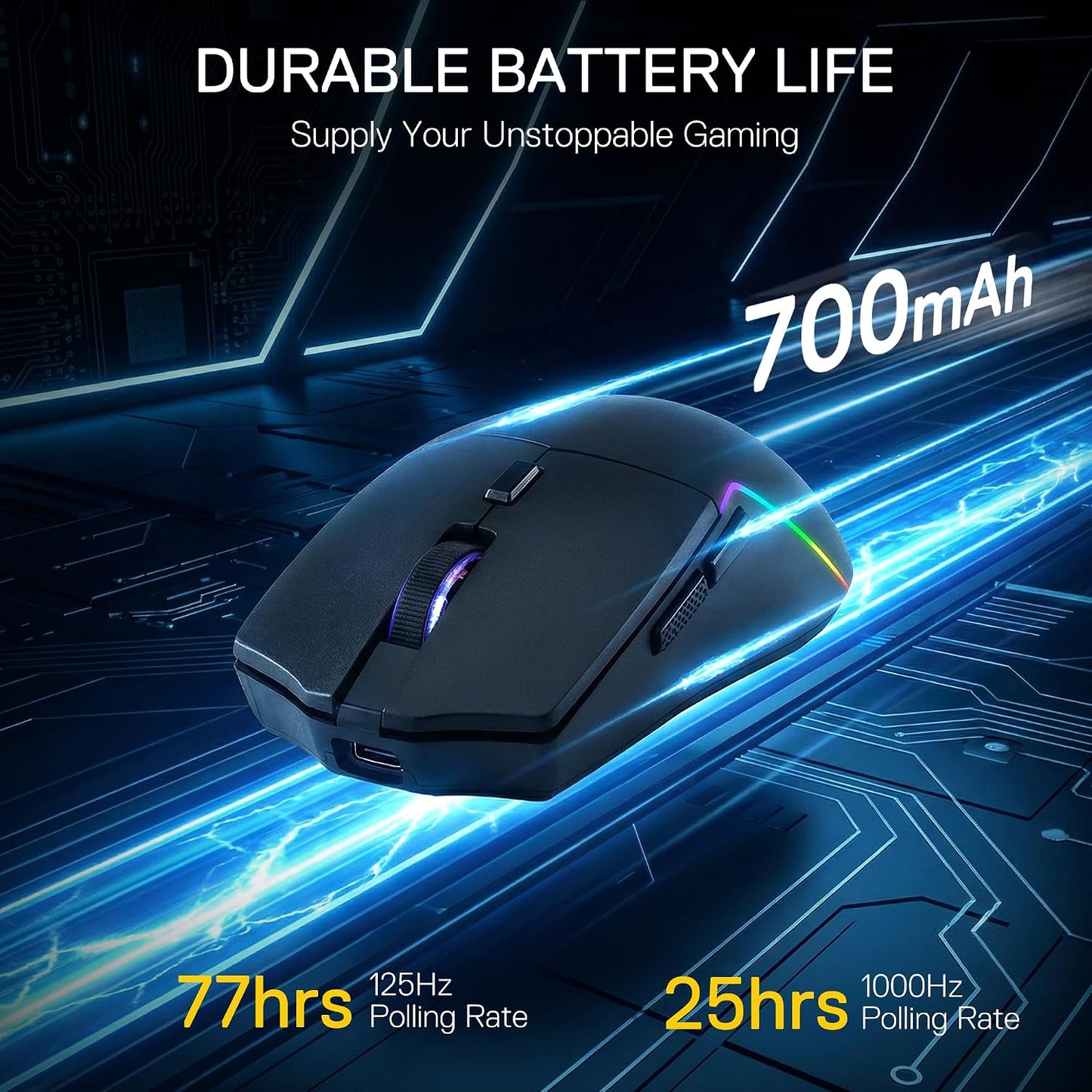 Redragon M730 PRO Wireless Lightweight RGB Gaming Mouse 10000 DPI | Cable-Free 0 Delay, Redefine Keybinding Macro, Vibing Backlight, Ergonomic Grip Body Comfort