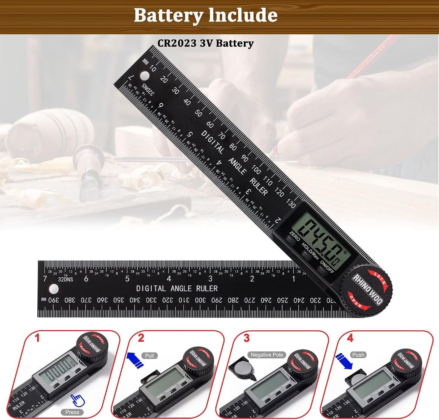Digital Angle Finder Protractor, Angle Measuring Tool for Woodworking/Carpenter/Construction/Handmade Measurement，Angle Finder Ruler with 7inch/200mm(2 Batteries Included) (Enhanced ABS)