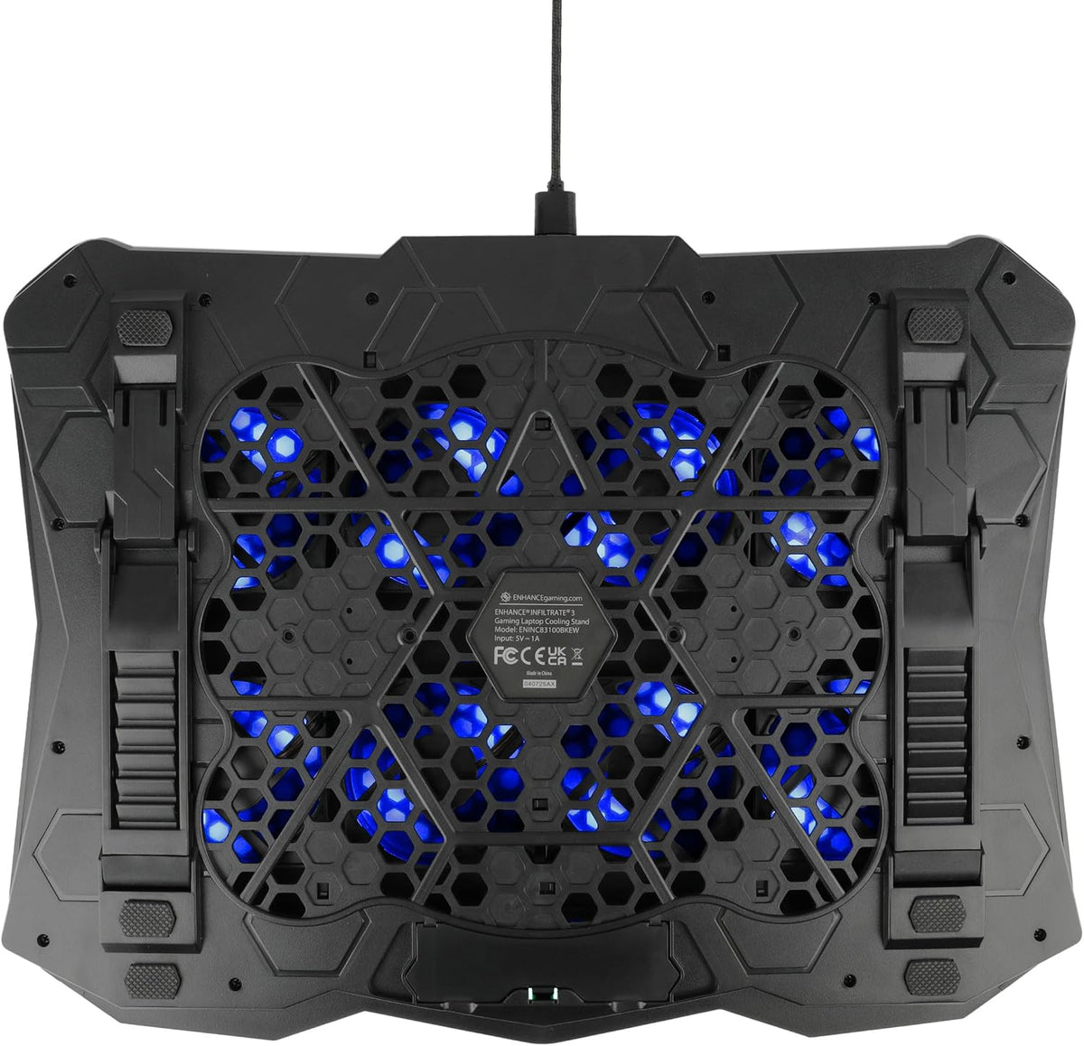 ENHANCE Infiltrate 3 Laptop Cooling Pad with RGB LED Lights - Gaming Cooler Stand with 8 Quiet Fans, 7-Angle Adjustable, Dual USB Hub, Metal Cooling Plate for 13-17.3" Gaming Notebooks