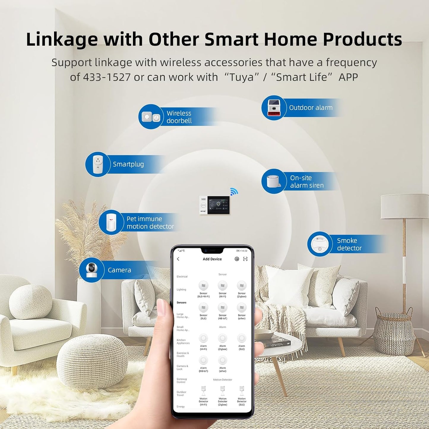 YBJ Full Touch Screen Wireless Smart Home alarm system, DIY 4G and WiFi Burglar Alarm System for Home Security with APP Alert, 24-Piece-Kit (Motion Detector, Door Window Sensor, Remote Control, Siren)