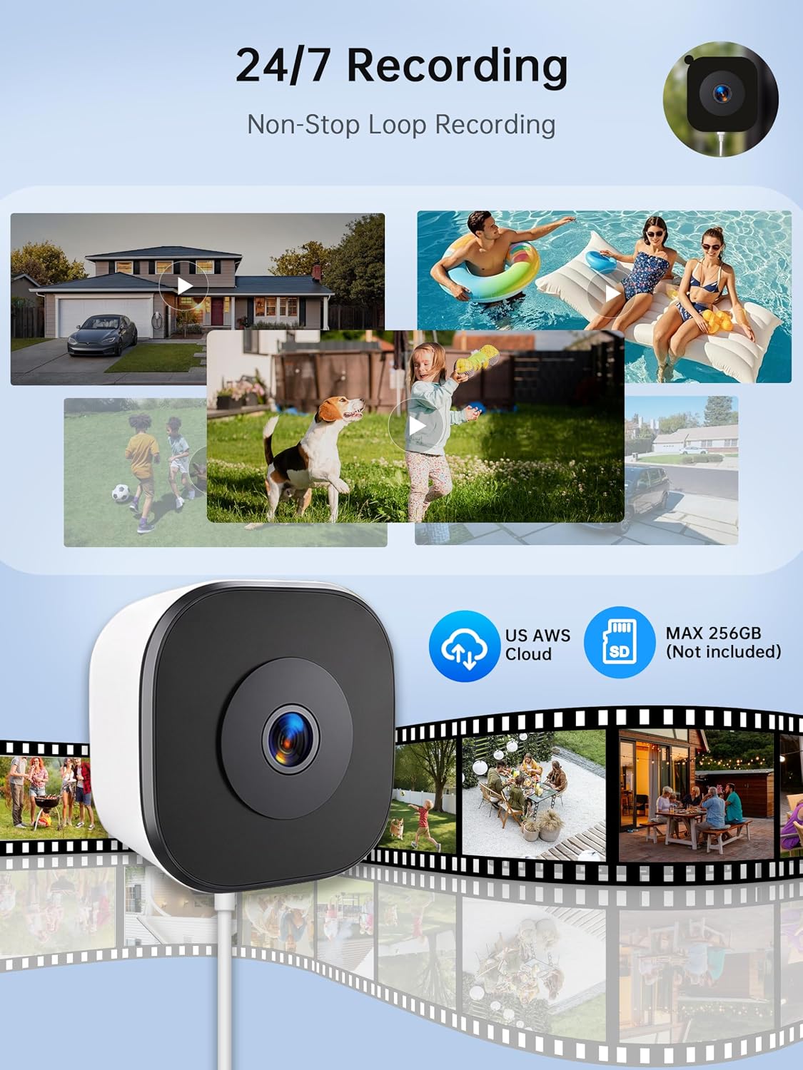 2K Window Camera for Home Security Dual Band WiFi Indoor Window Cameras1PCS
