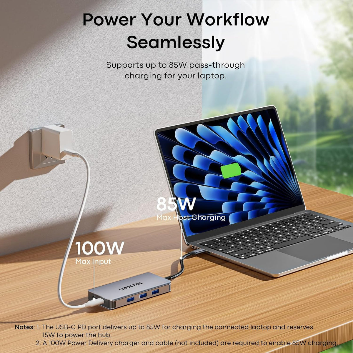 UANTIN Laptop Docking Station 3 Monitors, 8-in-1 USB C Dock with 2 HDMI, DP