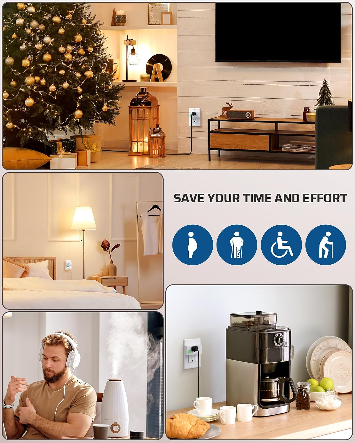DEWENWILS 200FT Range Remote Control Outlet, No Interference Strong Signal, Indoor Wireless Outlet Switch for Lamps, Fans, Lights, 15A/1800W, ETL Listed (5 Outlets + 2 Remotes)