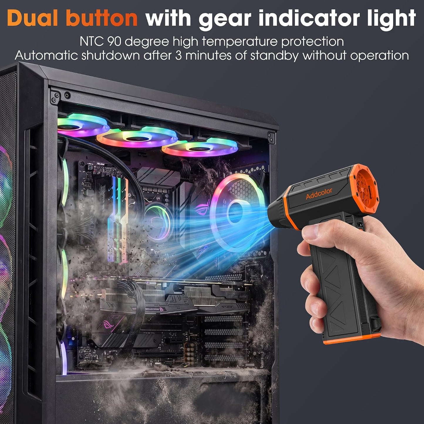 Compressed Air Duster, 3-Gear Adjustable, 100000RPM Electric Air Duster | Super Power Mini Blower, 4000mAh Rechargeable Battery, Fast Charging, Dust Remover for PC Keyboard/Outdoor/Car