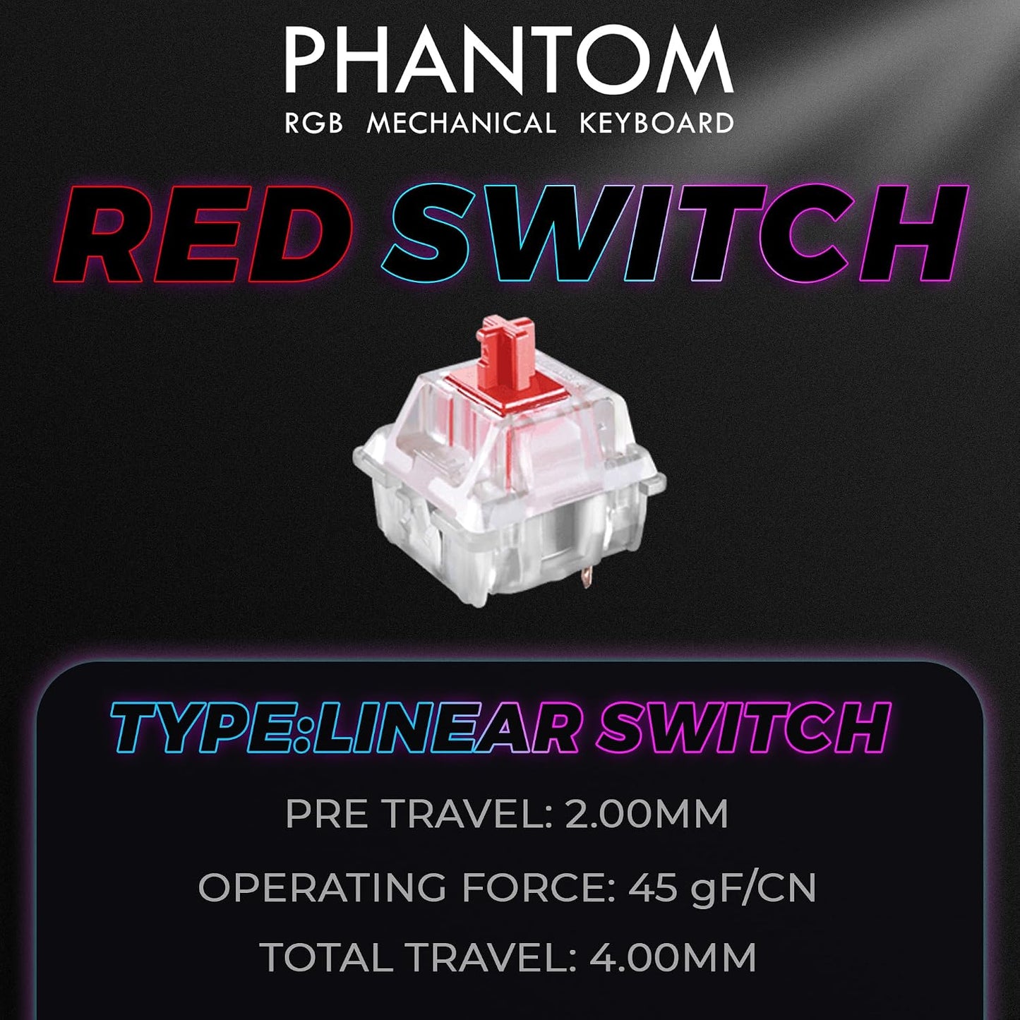 TECWARE Phantom 87 Key RGB Mechanical Gaming Keyboard | Outemu Red Switch | 16.8M Color LED Lighting | 18 Pre-Set | Low Latency | N-Key Rollover | Software Customizable Keys | Wired USB Connection