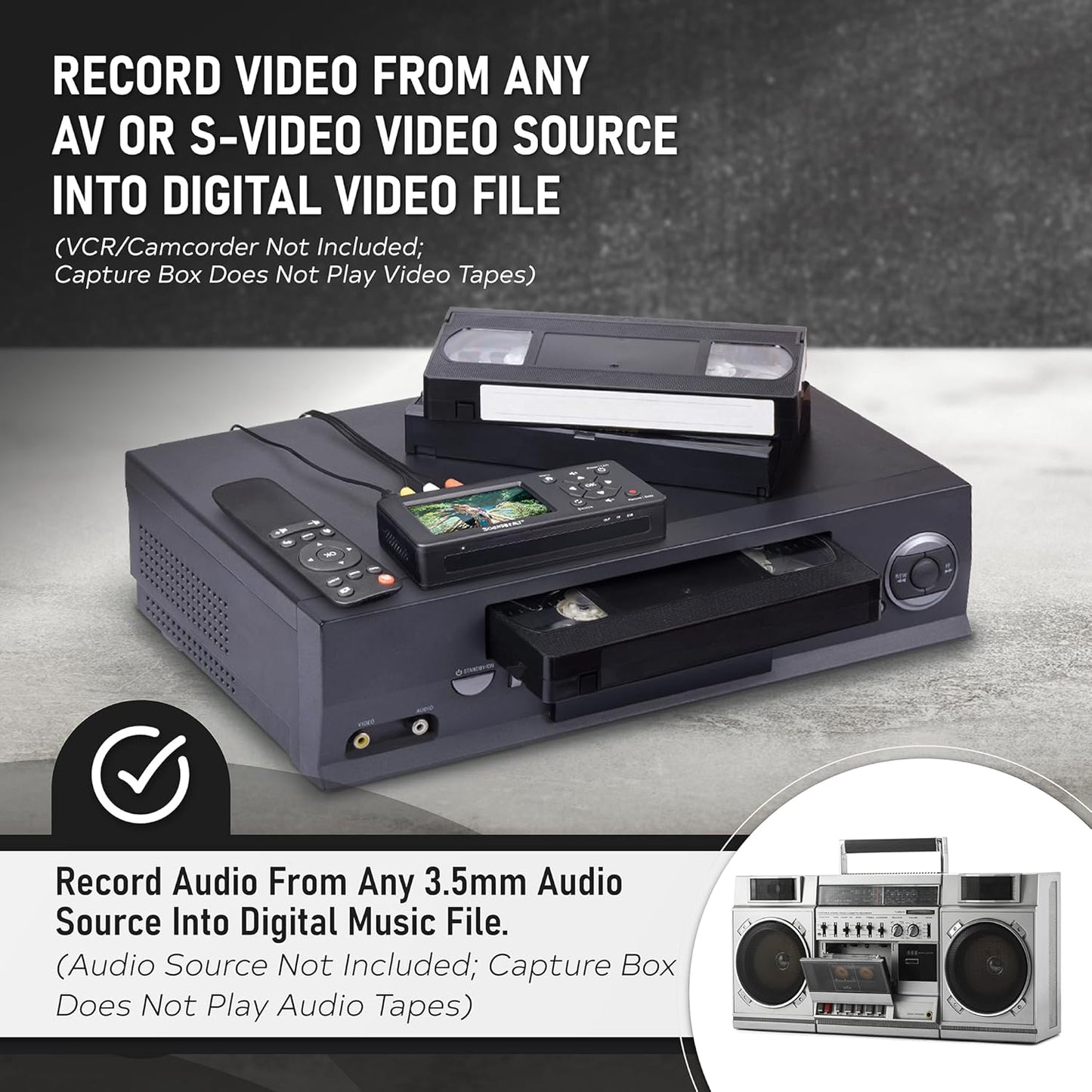 SoundBeast Video Capture Box 2.0 - Record Video & Audio from VCR, VHS, AV, RCA, S-Video, Hi8, Camcorder, DVD, Cassette Tape Players, Stereos, Turntables