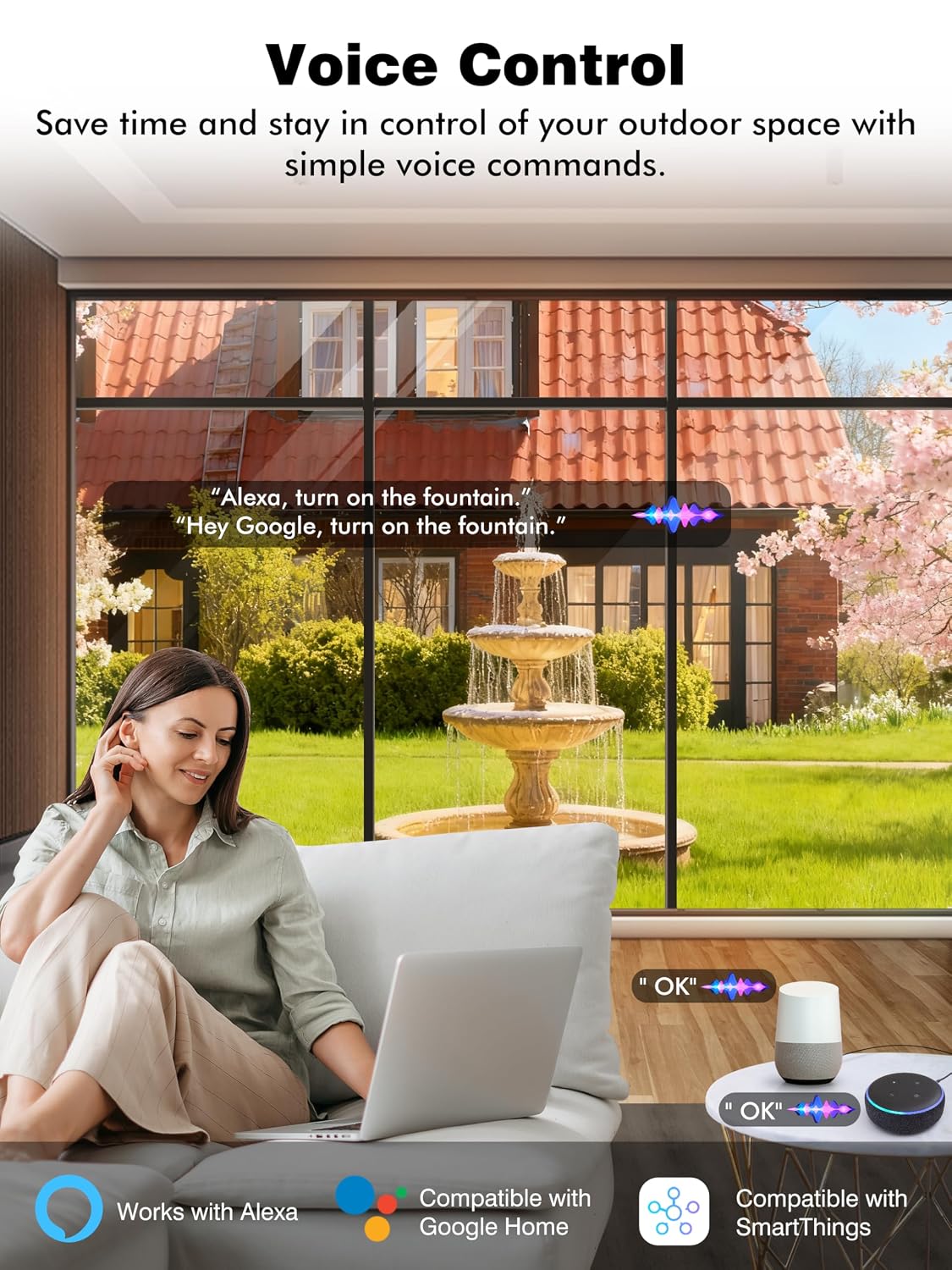 EIGHTREE 5GHz Outdoor Smart Plug, Timer Outlet with 2 Independently Outlets
