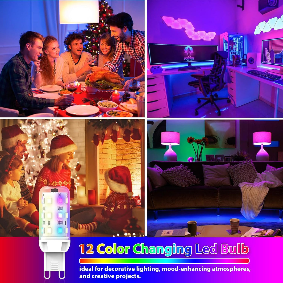 G9 LED Color Changing Light Bulb with Remote, 3000K Warm White, 200LM, 2.5W
