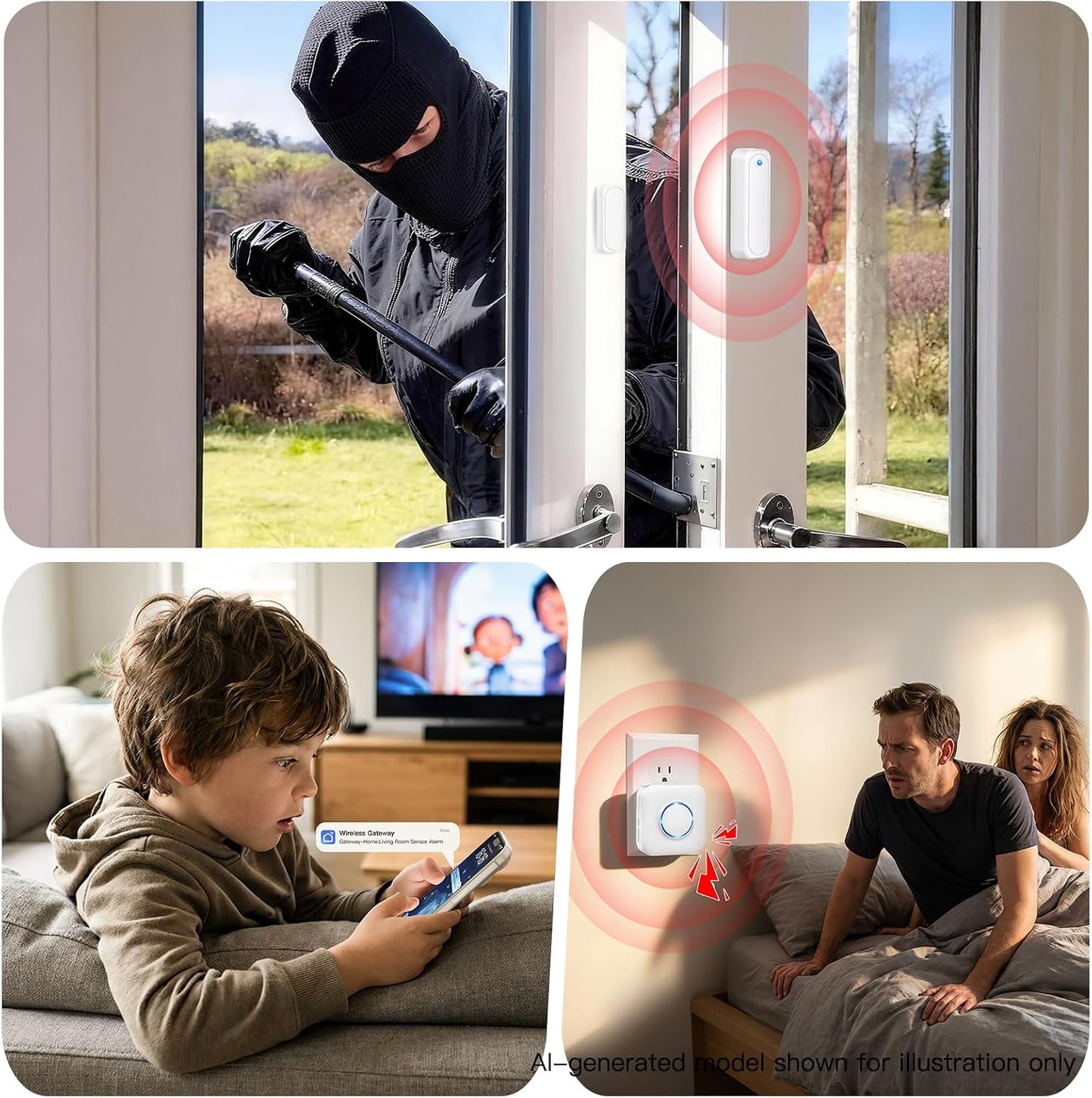 WiFi Door Sensor Chime, Smart Door Open Alert Window Sensor | For Business/Home/Kids Safety, Window Contact Alarm with Free App Notification, 500ft Range, 32 Melodies, 5 Volume Levels