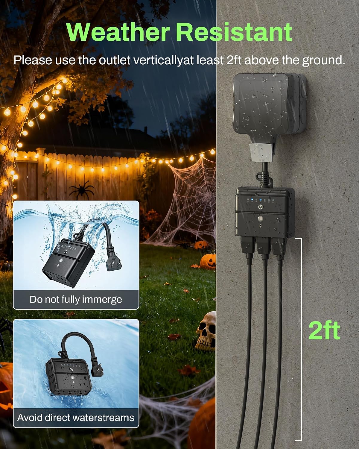 BN-LINK Outdoor Timer for Lights, 15A 1/2HP, 2 Grounded Outlets, ETL Listed