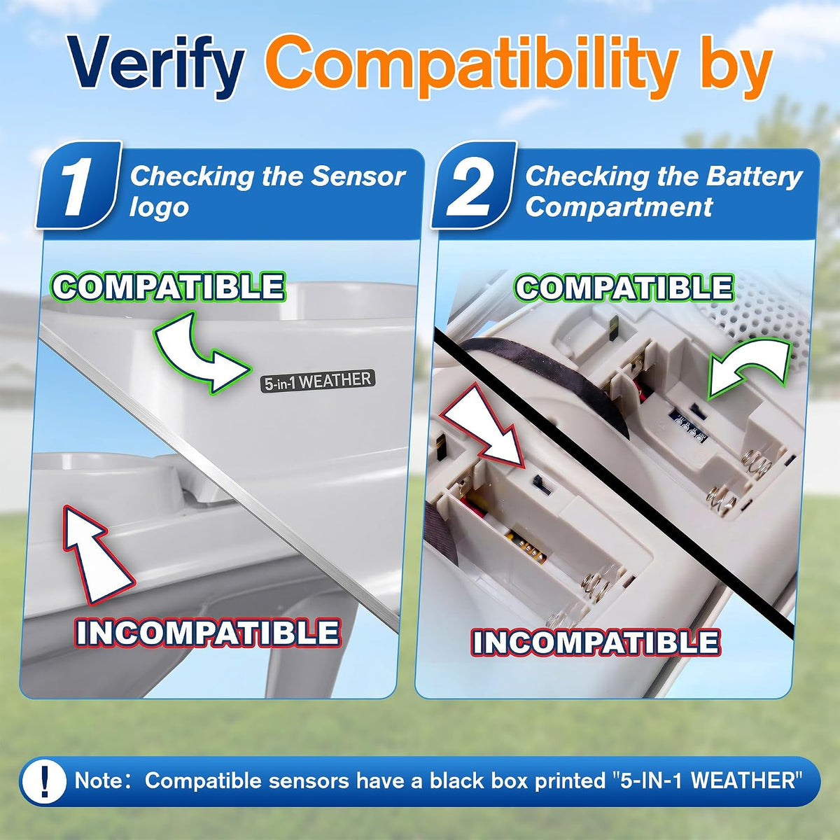 Temperature and Humidity Sensor Replacement Compatible with AcuRite 5-in-1