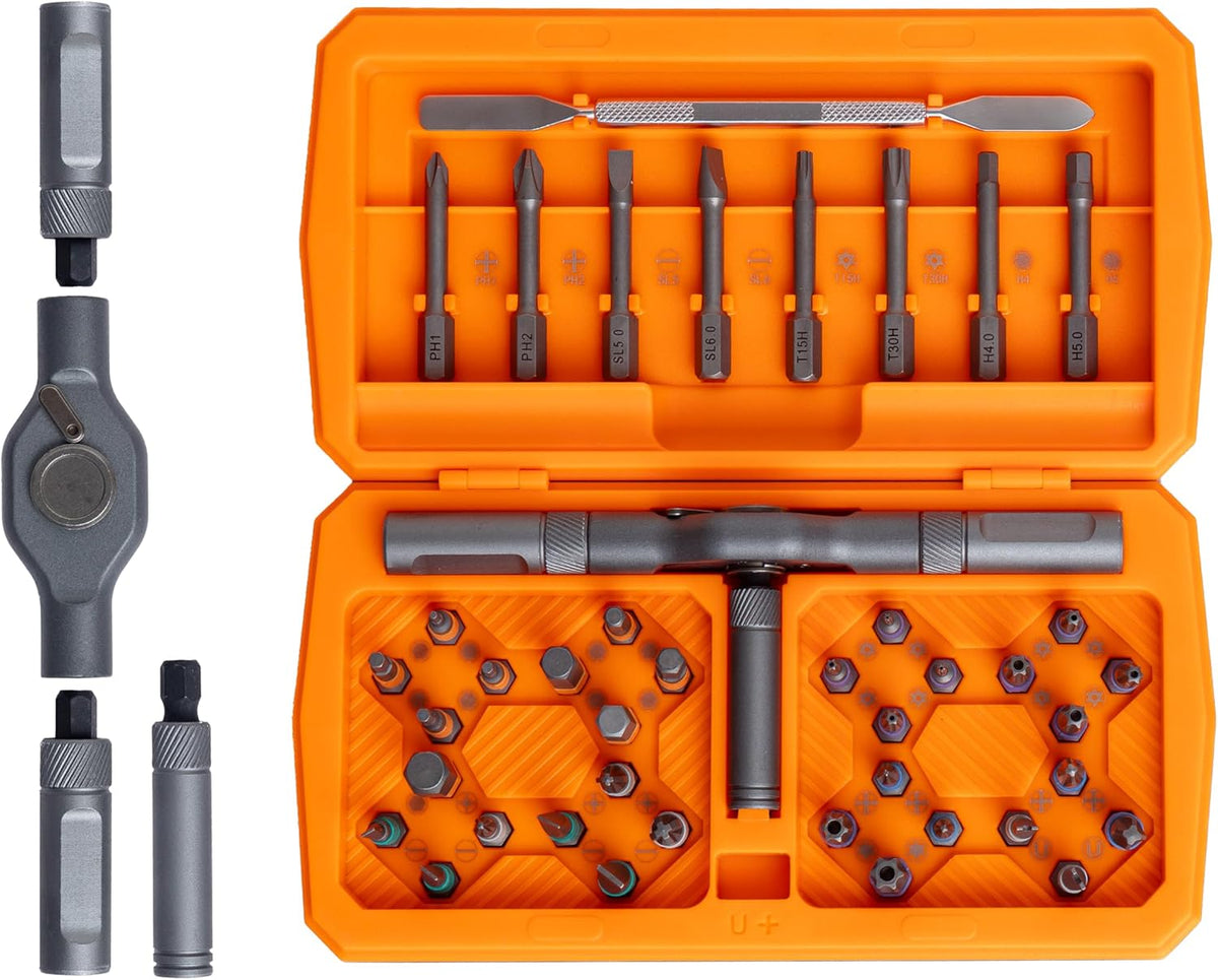 42 in 1 Magnetic Screwdriver, Screwdriver Set, Multi Bit Ratcheting Screwdriver Set with Storage Case Repair Tool Kit for Computer, Eyeglass, Bicycles, Watch, Ring Doorbell, Furniture and DIY