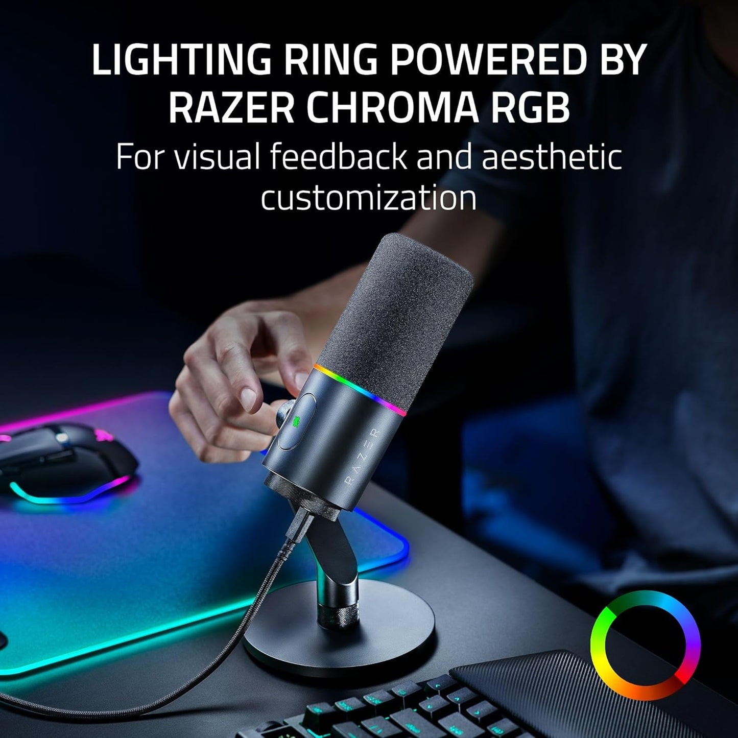 Razer Seiren V3 Pro Microphone, Dynamic USB Type C & XLR Mic, Black | 32-bit Float Support, Built-in Audio DSP, AI Noise Removal, Shock Absorber & Pop Filter, Chroma RGB Lighting Ring, Streaming