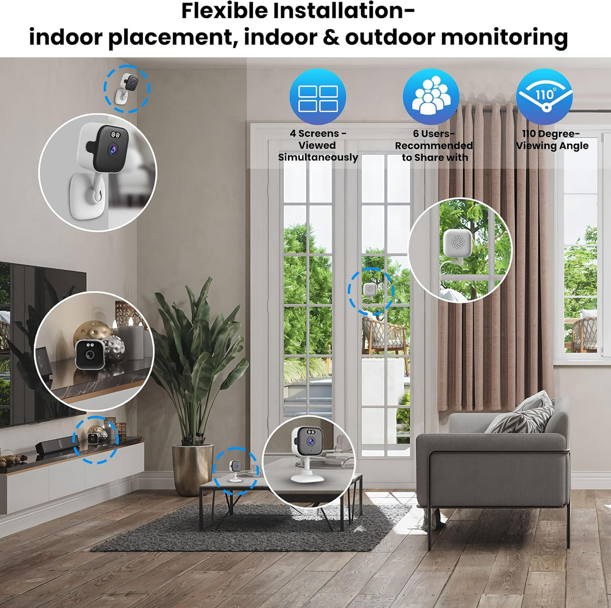 vebiliki 2026 Upgraded 2K Window Camera with 32GB Memory Card, 5GHz & 2.4GHz WiFi Indoor Security Camera with Starlight Color Night Vision, AI Person & Motion Detection, Easy Install, 24/7 Recording