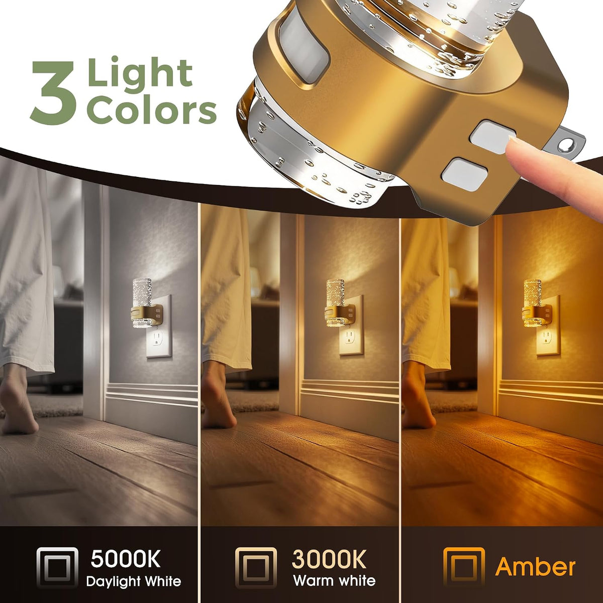 L LOHAS LED Motion Sensor Night Light, Bubble Night Lights Plug into Wall