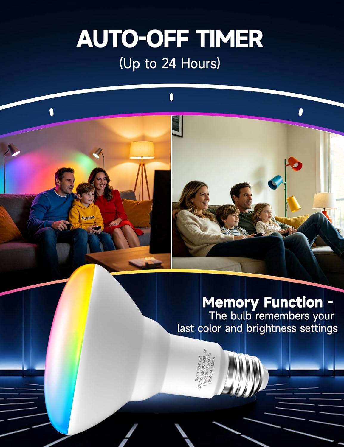 BR30 LED Light Bulbs, Color Changing LED Bulbs with Remote, 2 Pack