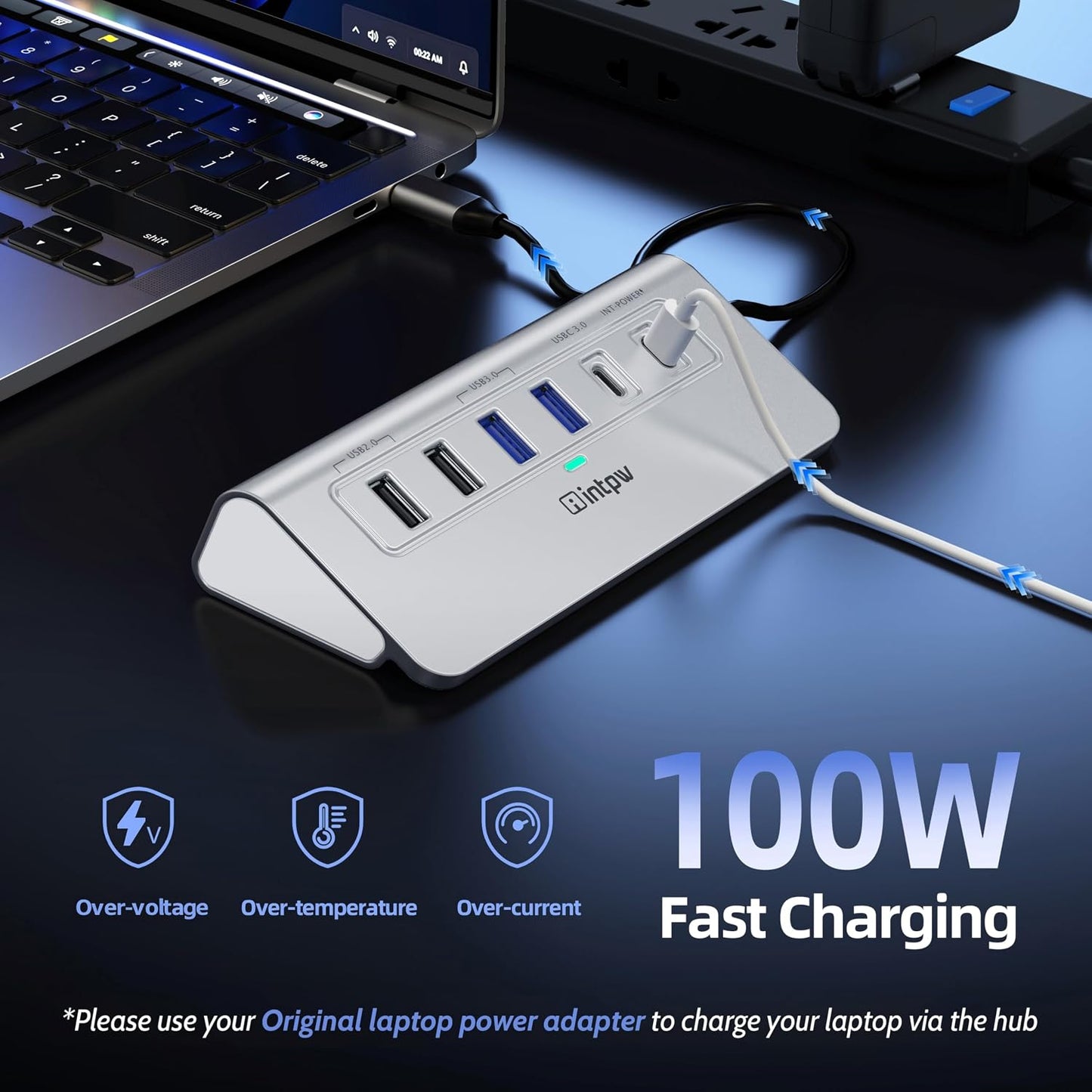 intpw 10-in-1 USB C Hub, P9R Powered USB Hub with 4K HDMI, 3 USB 3.0 5Gbps, PD 100W, 1Gbps Ethernet, SD/TF, Aluminum USB Hub for Laptop, MacBook Pro/Air, iPad Pro, iPhone 17, Dell, HP