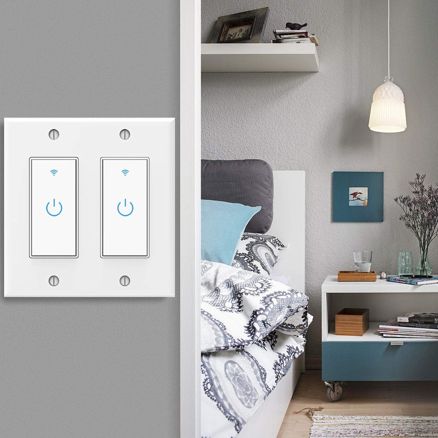 WiFi Light Switch Smart Switch 2 Gang Compatible with Alexa Google Assistant