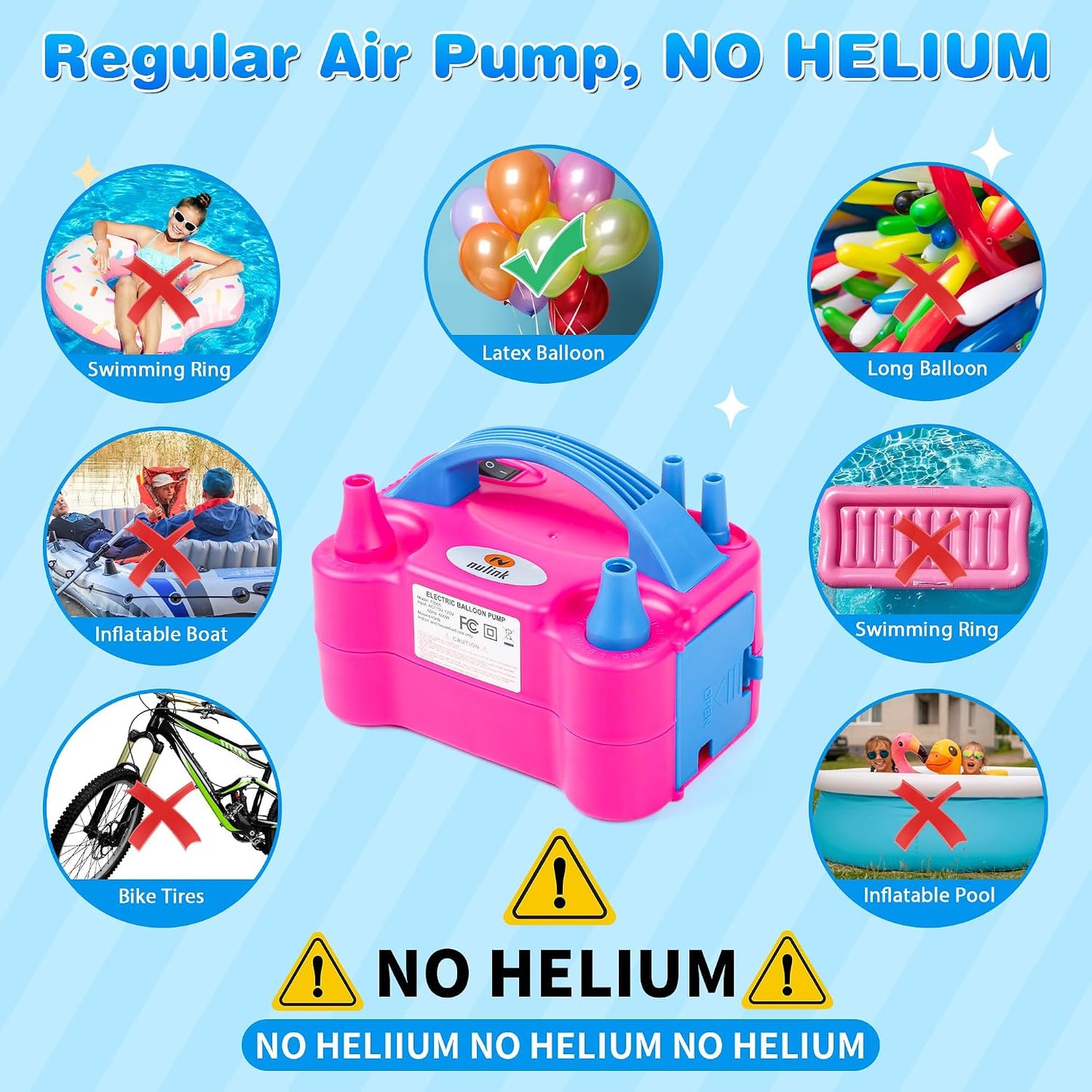 Electric Balloon Pump, Portable Electric Balloon Blower Machine Balloon Air Pump Dual Nozzle 110V 600W Balloon Inflator for Party Decorations