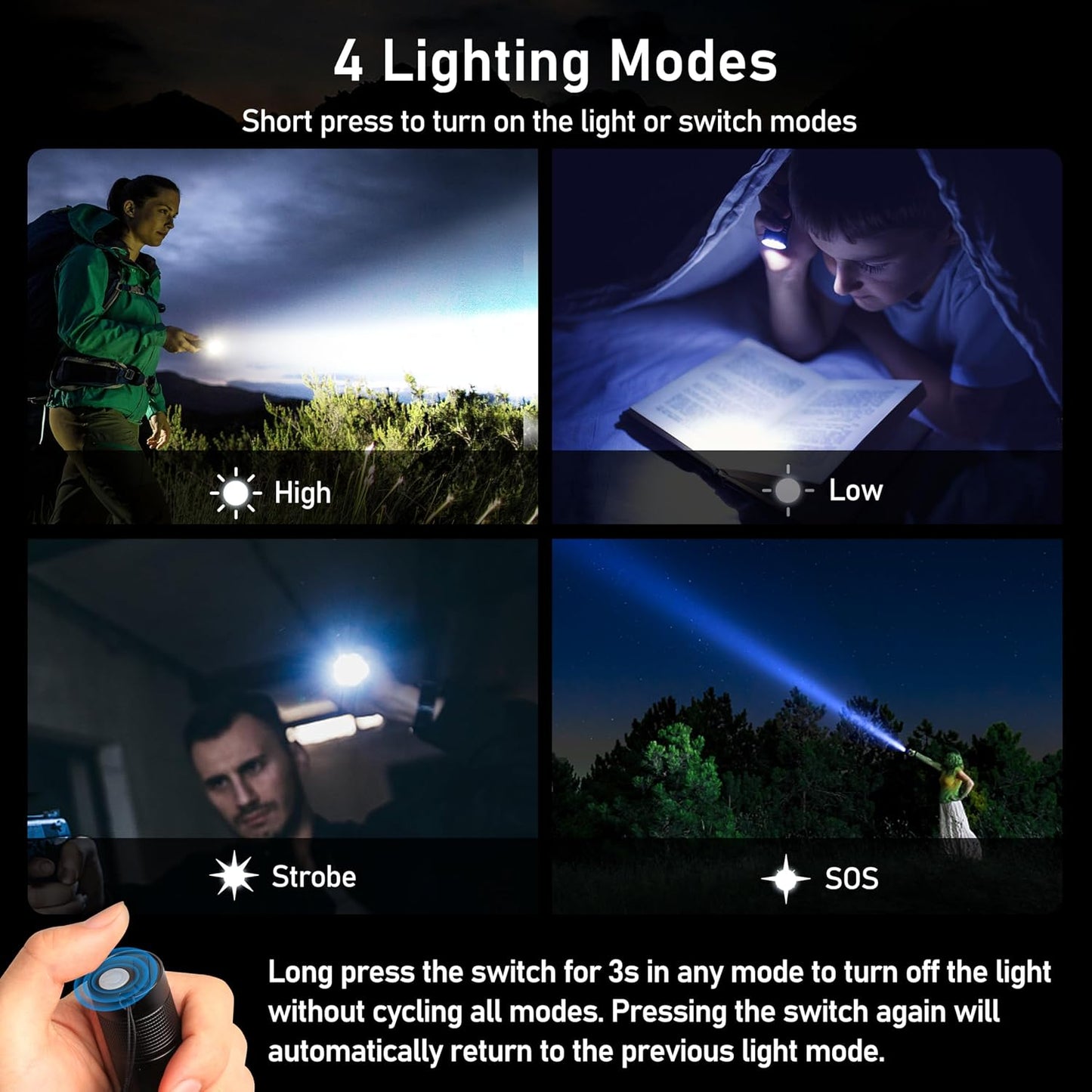 Blukar Rechargeable Flashlight 2 Pack, Super Bright Flashlights | Adjustable Focus, 4 Lighting Modes, Long Lasting, Waterproof Small Mini LED Flash Light for Power Cuts, Emergency, Camping