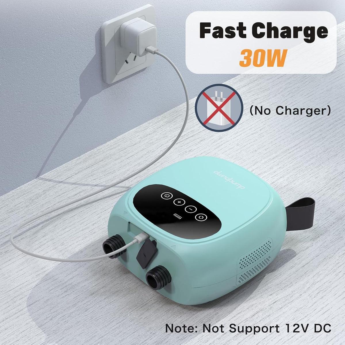 dwndpump Paddle Board Electric Pump, Rechargeable Battery-Powered Auto-Off | 20 PSI Portable Cordless Dual-Stage Inflation/Deflation, with 7 Valve Adapters, Inflatables for Kayaks, Wind Wings, SUPs