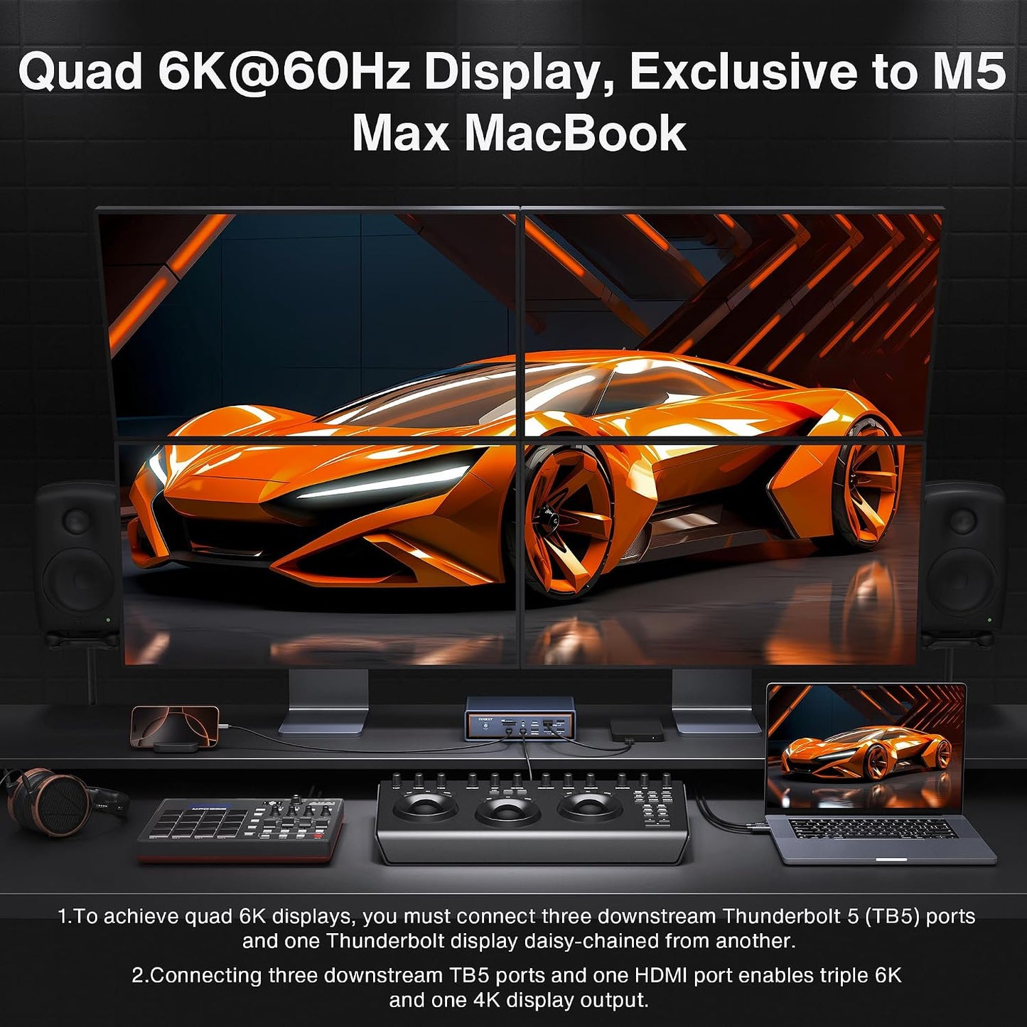 iVANKY FusionDock Max 2 23-in-1 Intel Certified Thunderbolt 5 Dock | Triple 6K@60Hz, 3*TB5 Downstream, 120Gbps, Only for Mac M1-M5 Pro/Max, 6*10Gbps, 140W PD, 2.5GbE (Incompatible with Windows)