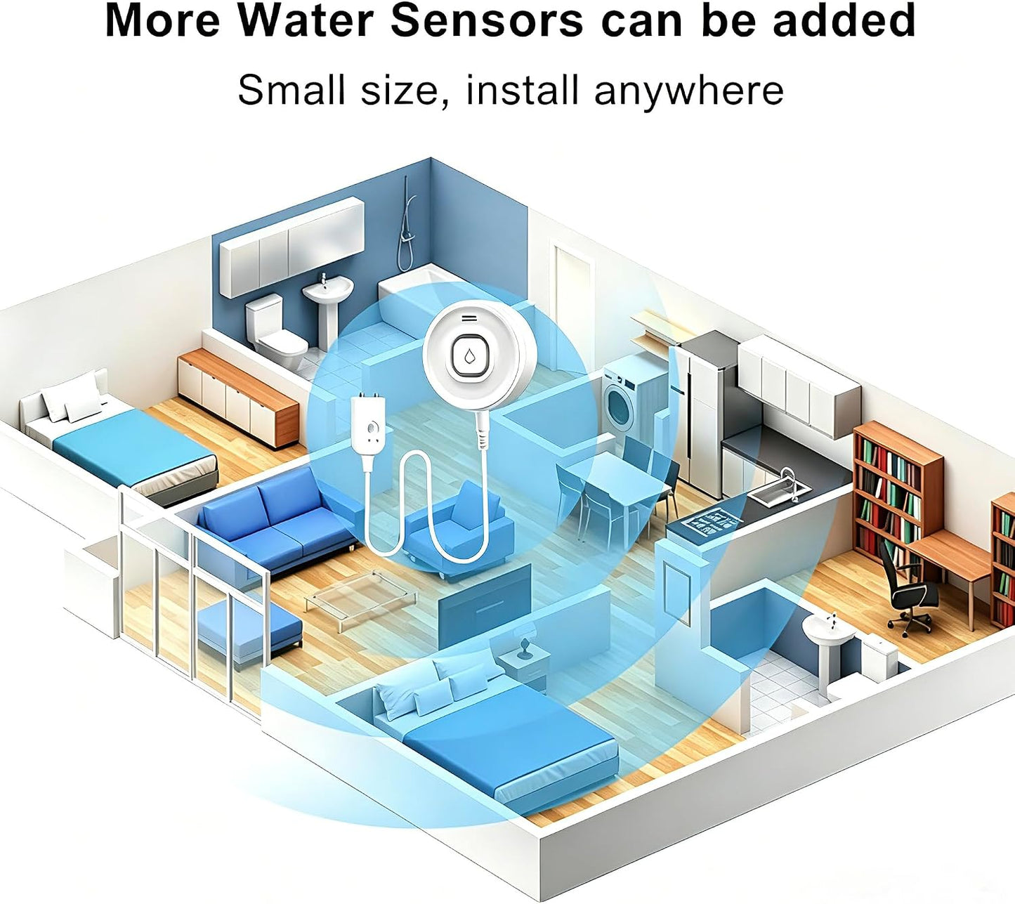 Wi-Fi Water Leak Detector, 100dB Adjustable Audio Alarm Sensor, Sensitive Leak & Drip Alert with Remote Email & APP Notification, for Home and Basement 1PC