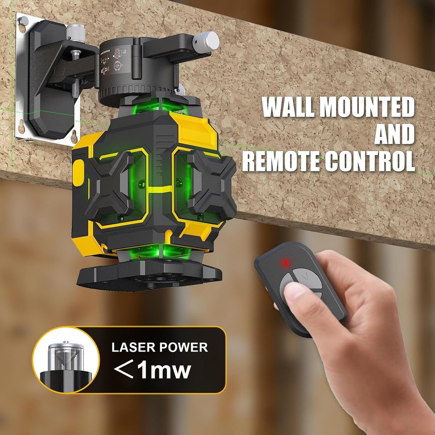 WEIDDW Laser Level 360° Green Cross Line Self Leveling Laser Measuring Tool