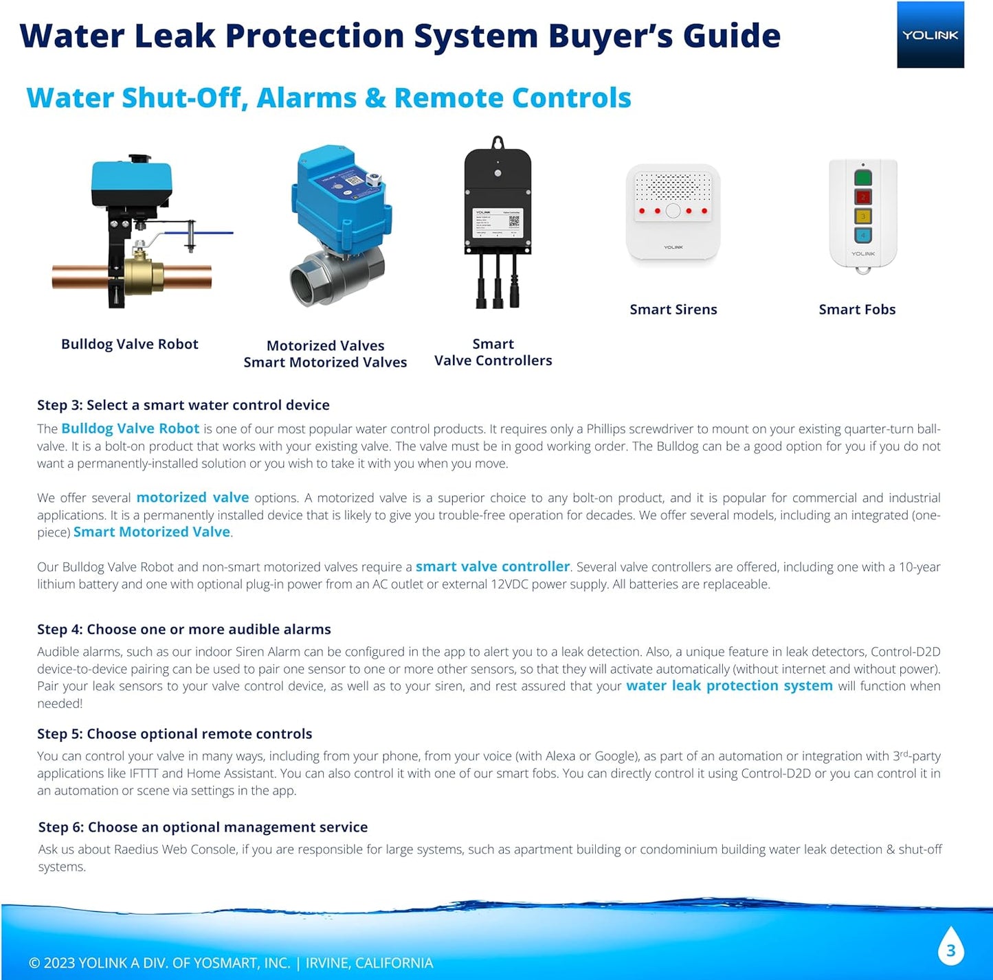 YoLink Water Leak Sensor 3-Pack, LoRa Up to 1/4 Mile Open-Air Range Smart Water Leak & Flood Detector, SMS/Text, Email & Push Notifications, w/Alexa, IFTTT, Home Assistant - YoLink Hub Required