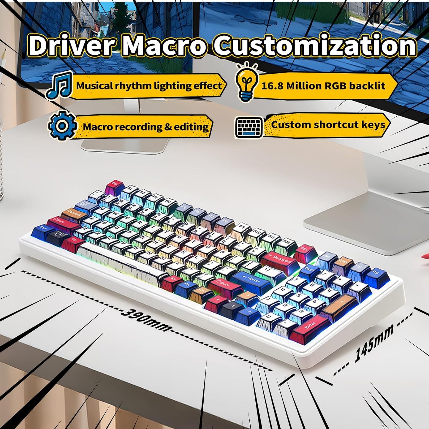 Aula F99 Mechanical Keyboard Wireless Creamy Computer Gaming Keyboards | 8000mAh Rechargeable,Hot Swappable Custom,RGB Backlit,Tri-Mode BT5.0/2.4GHz/USB-C,Pre-lubed Linear Switches,Gasket Structure