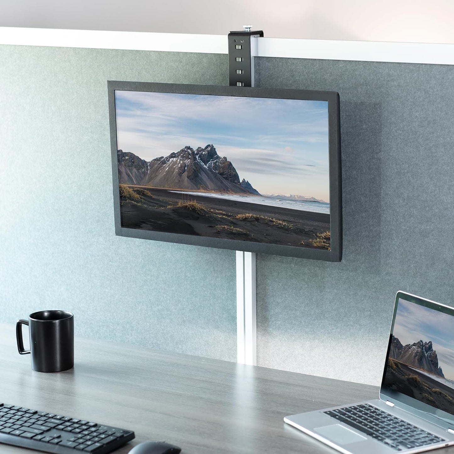 VIVO Black Office Cubicle Bracket VESA Monitor Mount Stand Hanger Attachment Adjustable Clamp for 17 to 32 inch Screen (Mount-CUB1)