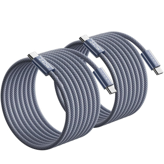 LISEN 10FT USB C Cable Fast Charging, 240W Long USB C to USB C Cable | 2-Pack, Midnight | USBC Cable for iPhone 17/16/15 Pro Max, iPad Pro/Air, MacBook Pro/Air, Samsung Galaxy S26 Ultra, Laptop