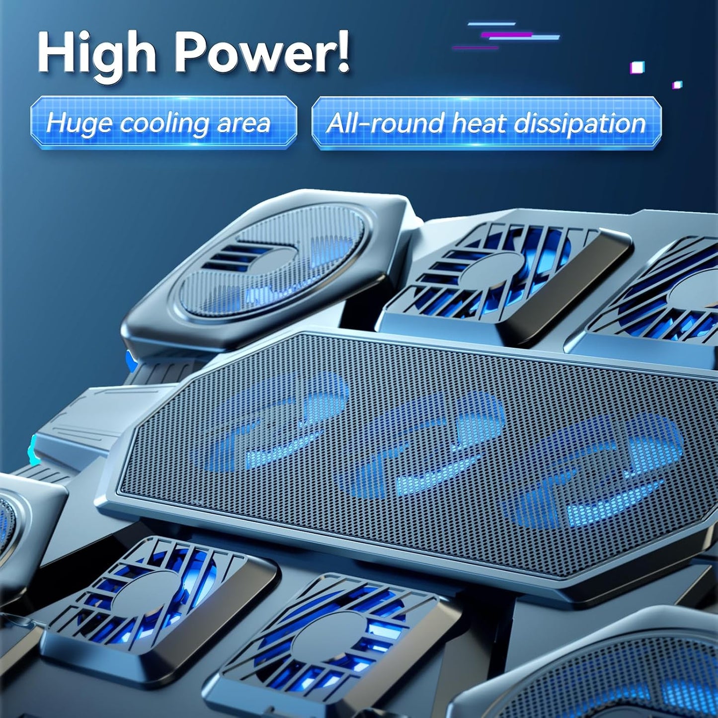 Gaming Laptop Cooling Pad - 11 High Speed Turbo Fans Ultra Quiet Laptop Cooler Stand with RGB Lights Digital Display Height Adjustable for 17 Inch Laptop