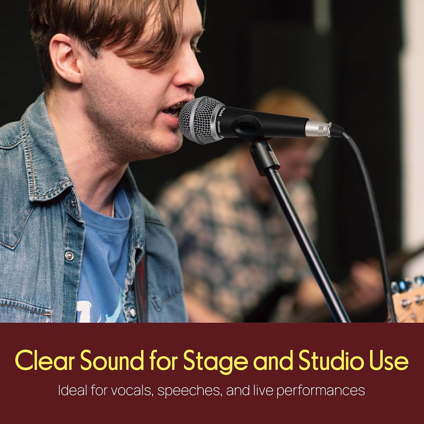 Pyle Microphone, Dynamic Cardioid, XLR Cable Included, Unidirectional, Rugged Construction, Built-in Pop Filter, Perfect for Stage & Studio, High Gain, Ultra-Wide Frequency Response, 15ft Cable