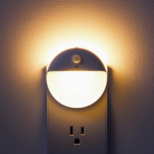 YUNLEX Motion Sensor Night Lights Plug into Wall, Dimmable 1-15lm, 2 Pack