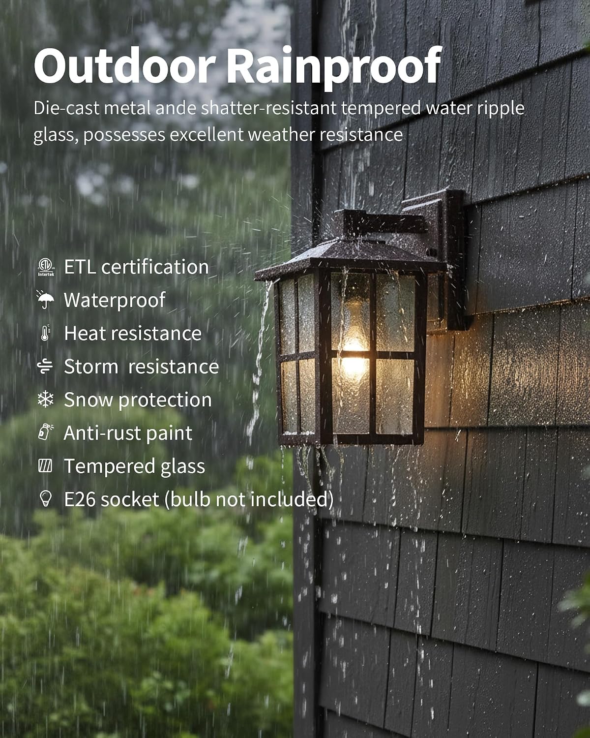 KDG Brown Outdoor Waterproof Modern Patio Wall Light Fixtures Set of 2
