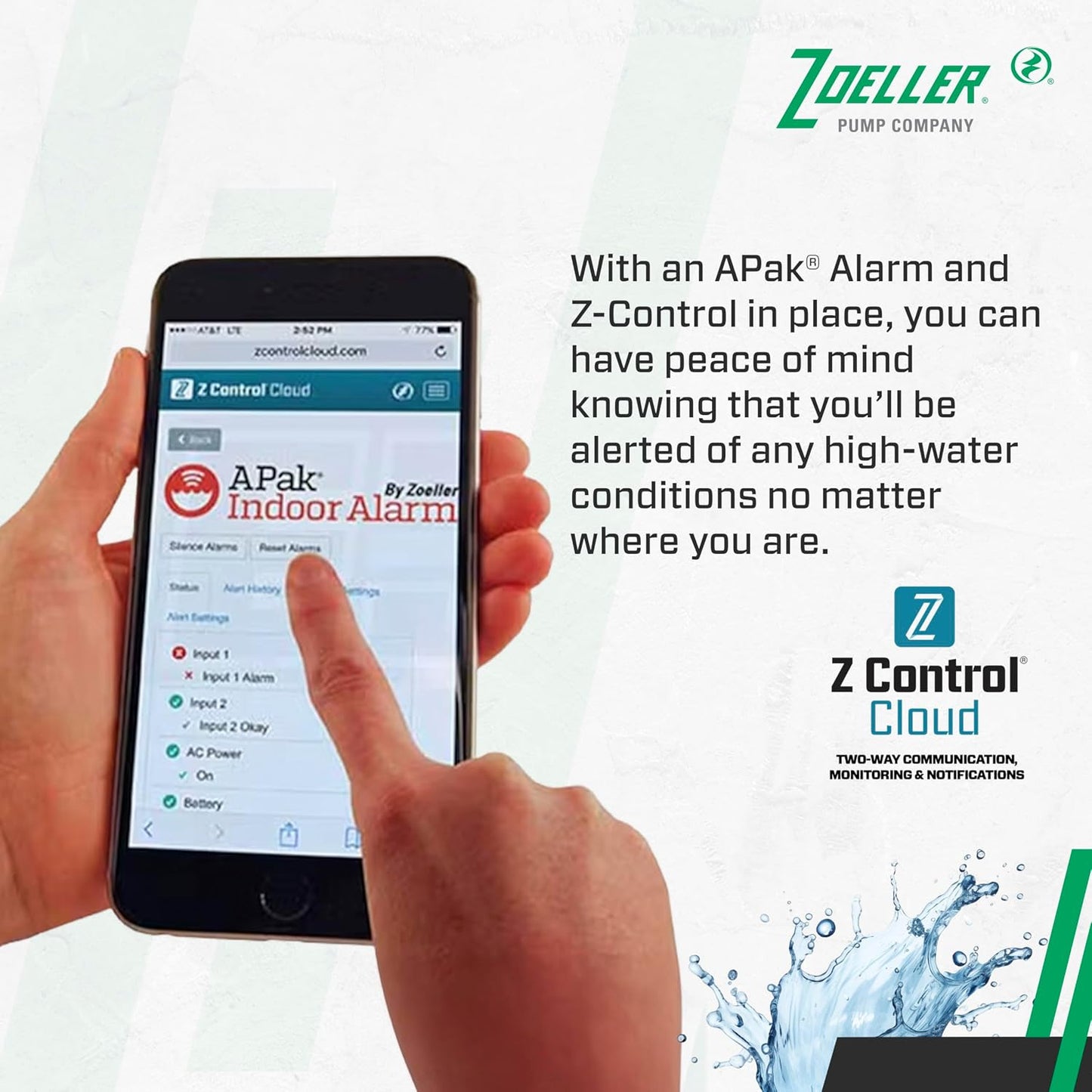 Zoeller APak Z-Control Indoor Alarm System w/Reed Sensor – High-Water Audible & Visual Alert for Basement Sump Pits, Pump Chambers & Holding Tanks – 115V with Battery Backup & Smart Alerts